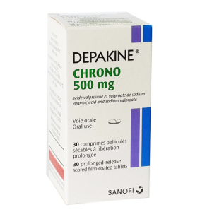 DEPAKINE CHRONO 500 MG ( SODIUM VALPROATE + VALPROIC ACID ) 30 SCORED PROLONGED RELEASE FILM-COATED TABLETS